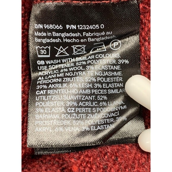 H&M Golden Button Burgundy Maroon Wool Blend Knit Cardigan Sweater Size L - Picture 7 of 7